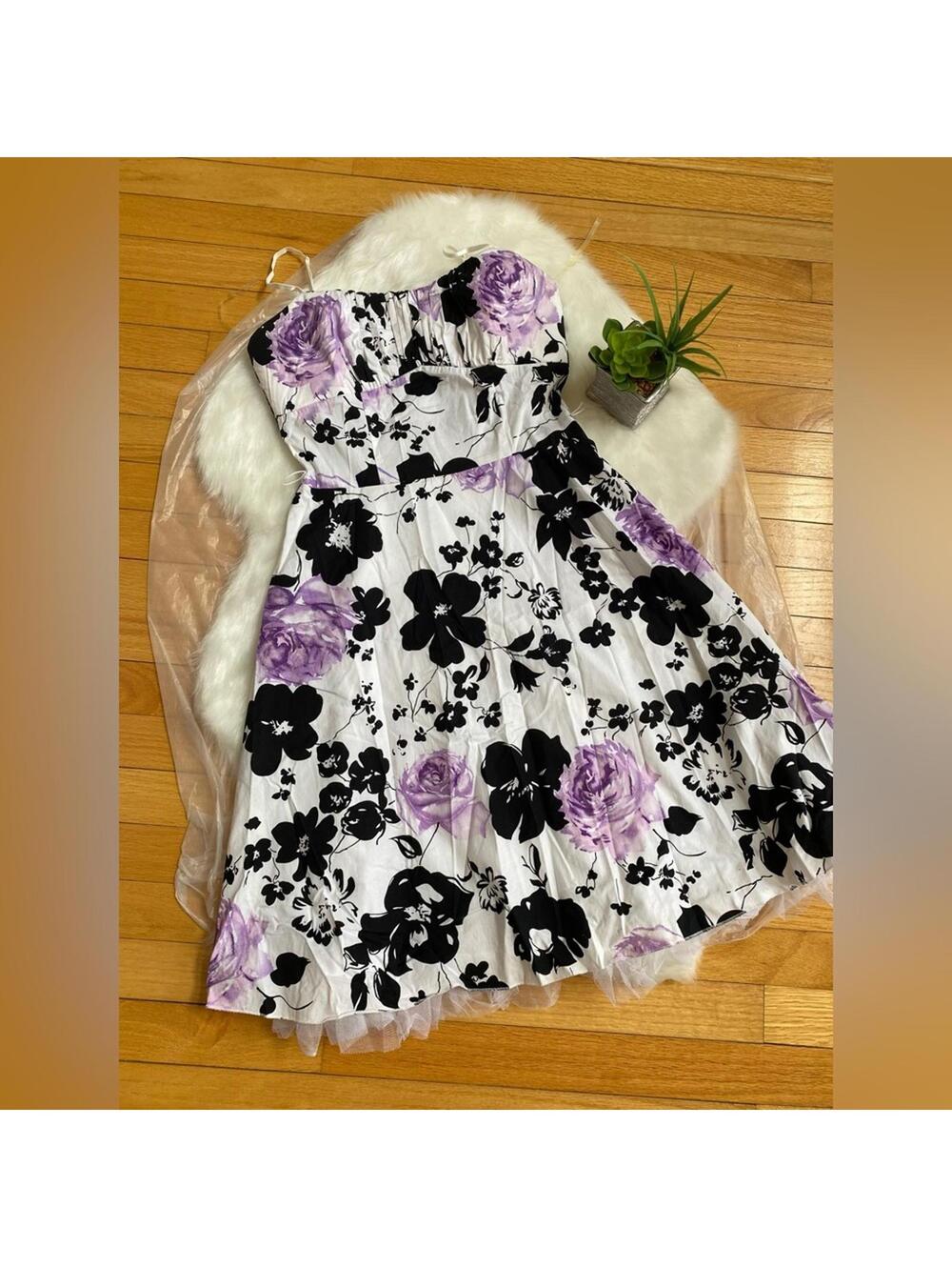 Ruby Rox Women’s Strapless Floral Dress Underskirt Size 9